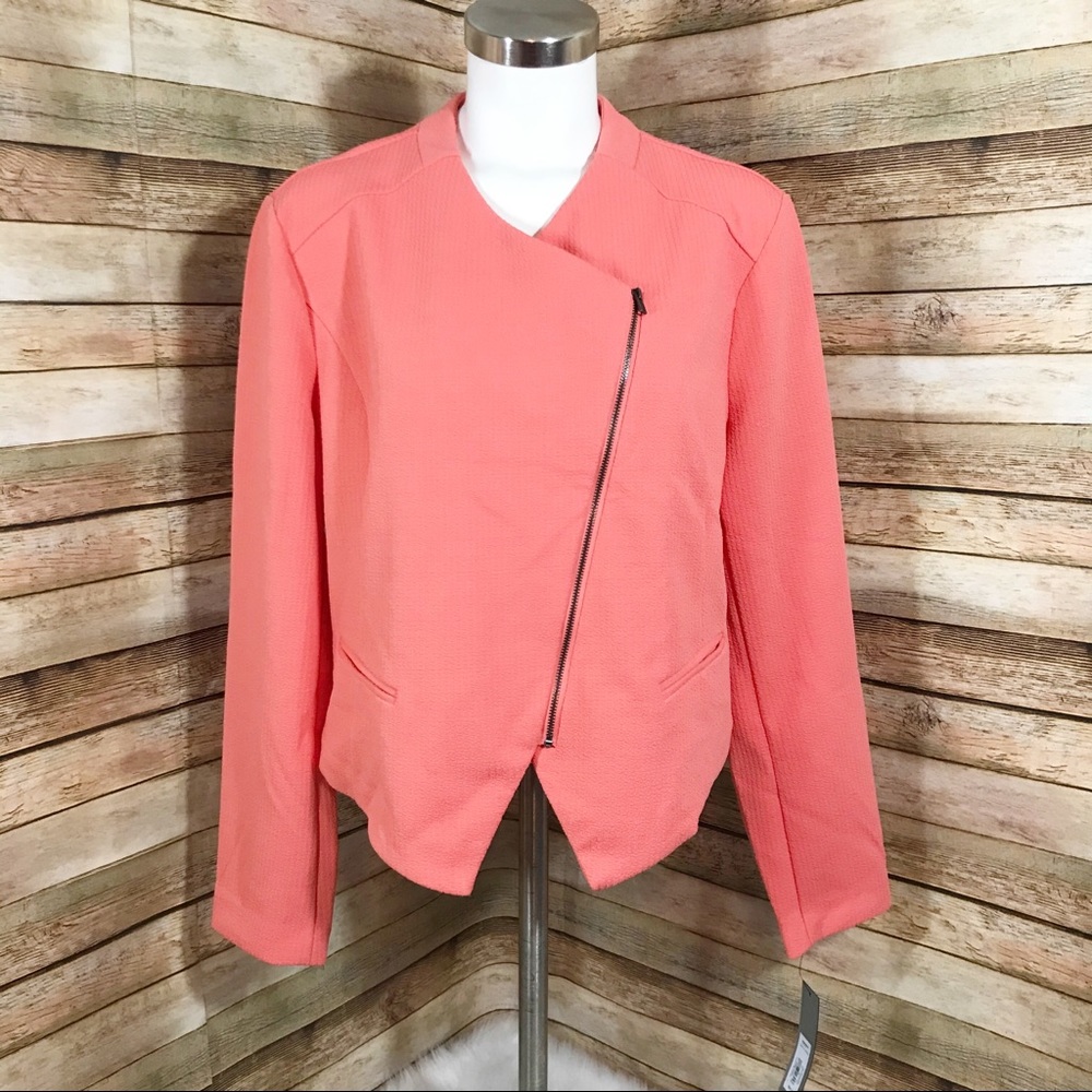 Apt. 9 zip up coral biker jacket NWT